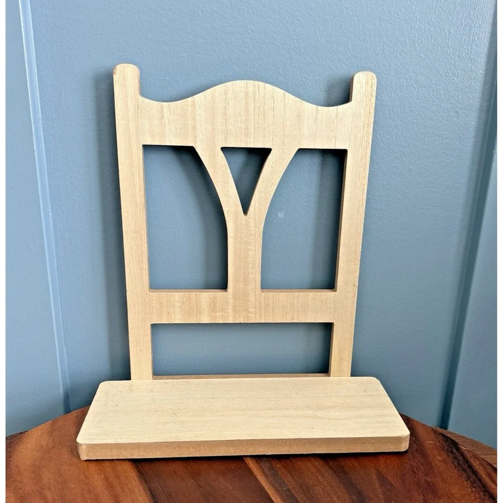 Chair Back Design Wooden Wall Shelf Natural Finish 12.25